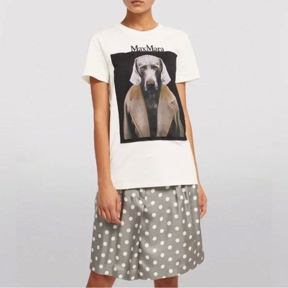 MaxMara Tops - MaxMara white T-Shirt with Dog Print